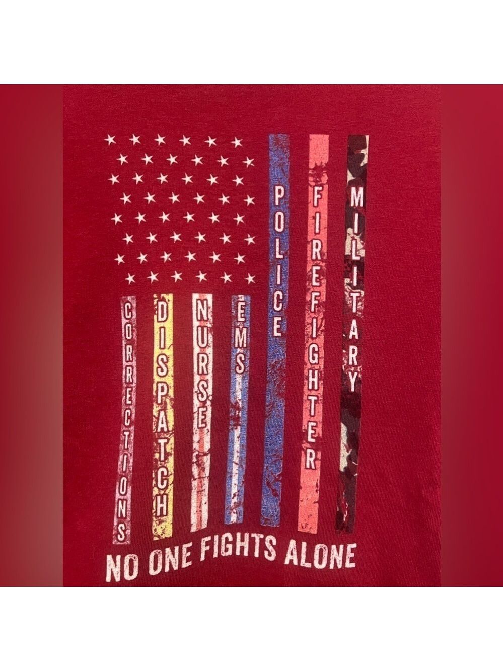 No one fights alone red t-shirt Size: Small - Picture 5 of 5